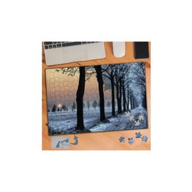 081 Karlı Yolda Sıra Ağaçlar Manzara 240 Parça Puzzle Yapboz Tablo
