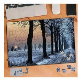 081 Karlı Yolda Sıra Ağaçlar Manzara 240 Parça Puzzle Yapboz Tablo