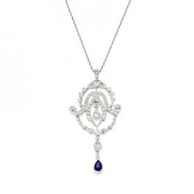 0,82 Ct Pırlanta Safir Kolye