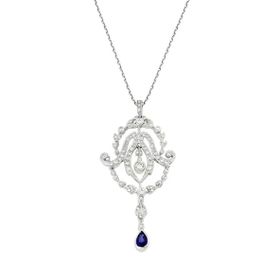 0,82 Ct Pırlanta Safir Kolye