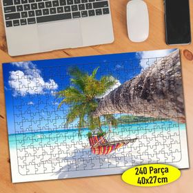 082598 Deniz Kum Güneş ve Palmiye Ağacı 240 Parça Puzzle Yapboz