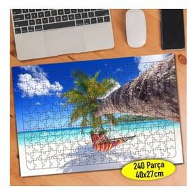 082598 Deniz Kum Güneş ve Palmiye Ağacı 240 Parça Puzzle Yapboz