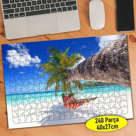 082598 Deniz Kum Güneş ve Palmiye Ağacı 240 Parça Puzzle Yapboz