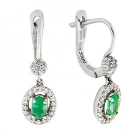 0,88 Ct Zümrüt Pırlanta Küpe
