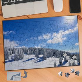 095 Kış Güneşi ve Kar Manzarası 240 Parça Puzzle Yapboz Tablo