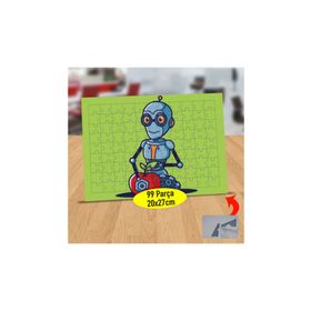 095 Mavi Renkte Yapay Zeka Robot 99 Parça Puzzle Yapboz Tablo