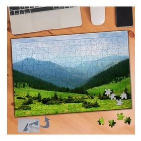 097 Yeşil Ağaçlı Dağ Manzarası 240 Parça Puzzle Yapboz Tablo