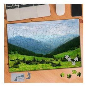 097 Yeşil Ağaçlı Dağ Manzarası 240 Parça Puzzle Yapboz Tablo