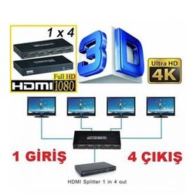 1 Giriş 4 Çıkışlı 1080P 3D HDMI Splitter