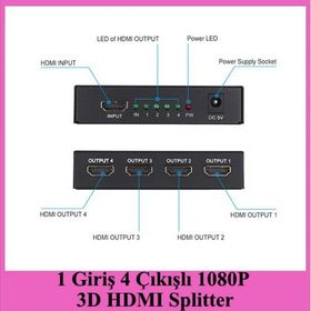 1 Giriş 4 Çıkışlı 1080P 3D HDMI Splitter