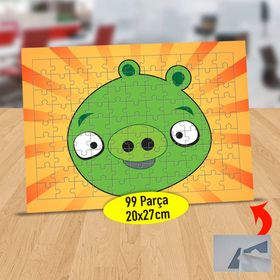 1 Gülümseyen Sevimli Yeşil Domuzcuk 99 Parça Puzzle Yapboz Tablo
