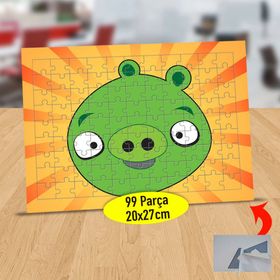 1 Gülümseyen Sevimli Yeşil Domuzcuk 99 Parça Puzzle Yapboz Tablo