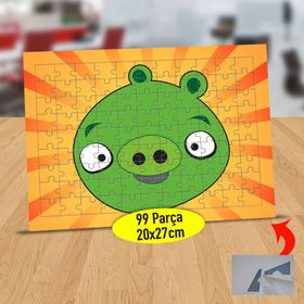 1 Gülümseyen Sevimli Yeşil Domuzcuk 99 Parça Puzzle Yapboz Tablo