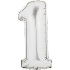 1 Rakam Gümüş 40 cm Folyo Balon