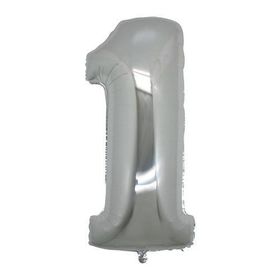 1 Rakamı Gümüş 90 cm Folyo Balon
