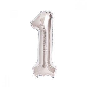 1 Rakamı Gümüş 90 cm Folyo Balon