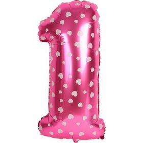 1 Rakamı Pembe 40 cm Folyo Balon