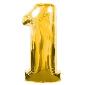 1 Rakamlı Gold Renk Folyo Balon