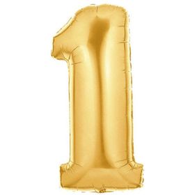 1 Rakamlı Gold Renk Folyo Balon