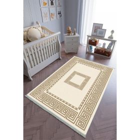 10 Post Online Bej Kahverengi Kaymaz Oval Kesme 100x275 cm Çocuk Odası Halı