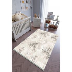 10 Post Online Bej Kahverengi Kaymaz Oval Kesme 140x260 cm Çocuk Odası Halı