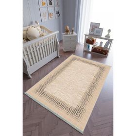 10 Post Online Bej Kahverengi Kaymaz Oval Kesme 80x300 cm Çocuk Odası Halı