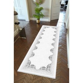 10 Post Online Beyaz Kaymaz Kesme İnce Dijital Baskı Gri 80x325 cm Yolluk