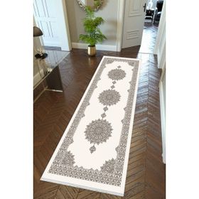 10 Post Online Ekru Dijital Baskı Kaymaz Oval Kesme 80x300 cm Yolluk