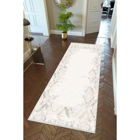 10 Post Online Ekru Dijital Baskı Kaymaz Oval Kesme 80x400 cm Yolluk