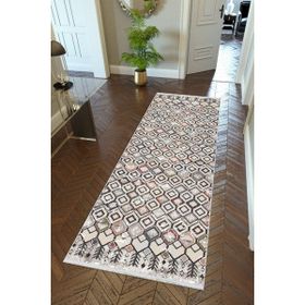 10 Post Online Ekru Dijital Baskı Kaymaz Oval Kesme 80x450 cm Yolluk