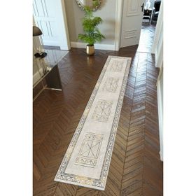 10 Post Online Ekru Dijital Baskı Kaymaz Oval Kesme 80x450 cm Yolluk