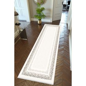10 Post Online Ekru Dijital Baskı Kaymaz Oval Kesme 80x500 cm Yolluk
