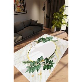 10 Post Online Figürlü Çiçekli Altın Gold Beyaz Metalik Yeşil Kaydırmaz Kesme Yıkanabilir İnce 100x200 cm Halı