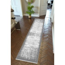 10 Post Online Gri Dijital Baskı Kaymaz Oval Kesme 100x450 cm Yolluk
