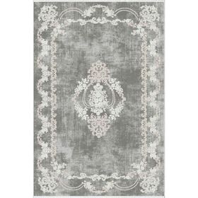 10 Post Online Gri Dijital Baskı Kaymaz Oval Kesme 200x225 cm Yolluk