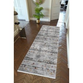 10 Post Online Gri Dijital Baskı Kaymaz Oval Kesme 200x225 cm Yolluk