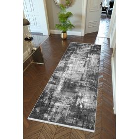 10 Post Online Gri Dijital Baskı Kaymaz Oval Kesme 80x225 cm Yolluk