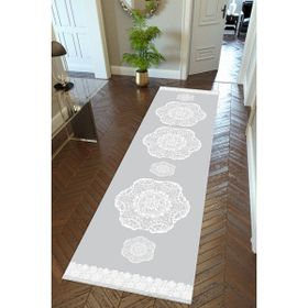 10 Post Online Gri Dijital Baskı Kaymaz Oval Kesme 80x225 cm Yolluk