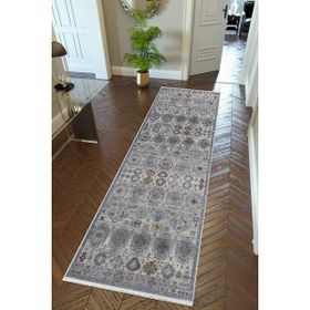 10 Post Online Gri Dijital Baskı Kaymaz Oval Kesme 80x225 cm Yolluk