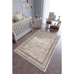 10 Post Online Kahverengi Bej Kaymaz Oval Kesme 140x230 cm Çocuk Odası Halı