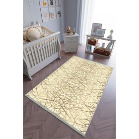 10 Post Online Kahverengi Bej Kaymaz Oval Kesme 140x230 cm Çocuk Odası Halı