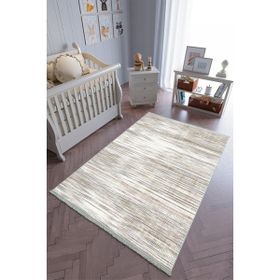 10 Post Online Kahverengi Bej Kaymaz Oval Kesme 70x150 cm Çocuk Odası Halı