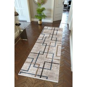 10 Post Online Kahverengi Kaymaz Kesme İnce Dijital Baskı Lacivert 100x250 cm Yolluk