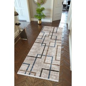 10 Post Online Kahverengi Kaymaz Kesme İnce Dijital Baskı Lacivert 70x400 cm Yolluk