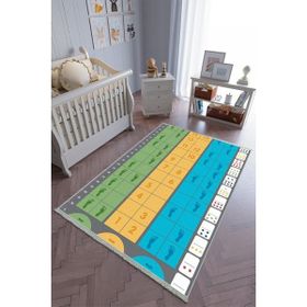10 Post Online Kaymaz Oval Kesme Pembe Renkli Yeşil 100x200 cm Çocuk Odası Halı