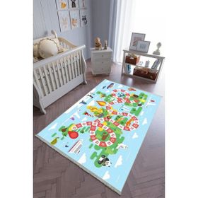 10 Post Online Kaymaz Oval Kesme Pembe Renkli Yeşil 70x200 cm Çocuk Odası Halı