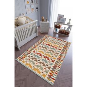 10 Post Online Kaymaz Oval Kesme Renkli Antrasit 100x200 cm Çocuk Odası Halı