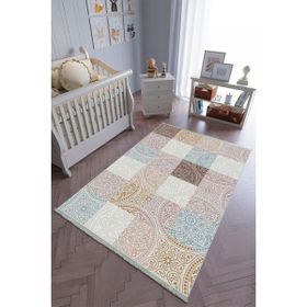 10 Post Online Kaymaz Oval Kesme Renkli Antrasit 100x275 cm Çocuk Odası Halı