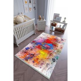 10 Post Online Kaymaz Oval Kesme Renkli Antrasit 70x300 cm Çocuk Odası Halı