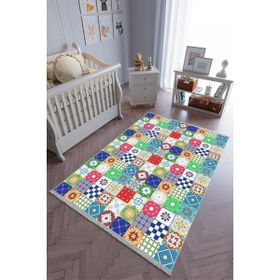 10 Post Online Kaymaz Oval Kesme Renkli Antrasit 70x300 cm Çocuk Odası Halı